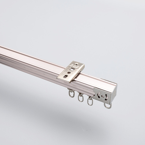 Thickened aluminum alloy curtain track silent pulley single and double rail slide curtain bedroom bay window top-mounted and side-mounted complete set