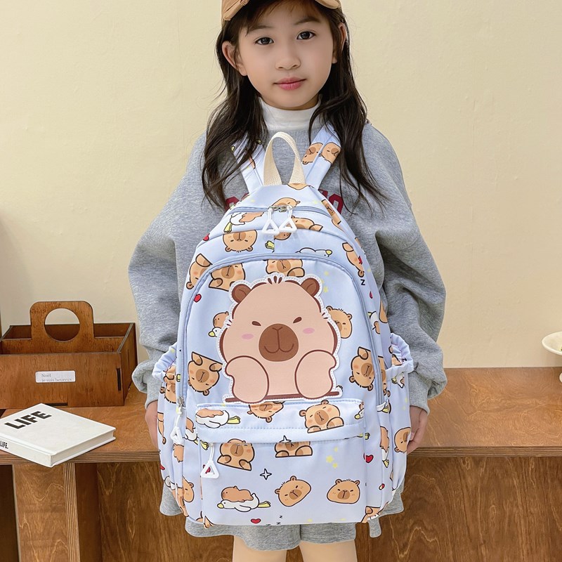 Mochila de dibujos animados para niños y niñas, lindas mochilas para estudiantes de jardín de infantes Capibara, mochilas para niños de gran capacidad.