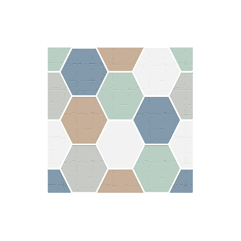 Simple Blue And Green Hexagon Lattice Tile Wall Stickers display picture 7