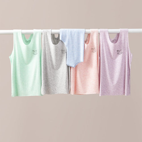 Children's Modal Baby onesie, sleeveless T-shirt for boys and girls, baby half-sleeve, small and medium children's base shirt, children's summer clothing