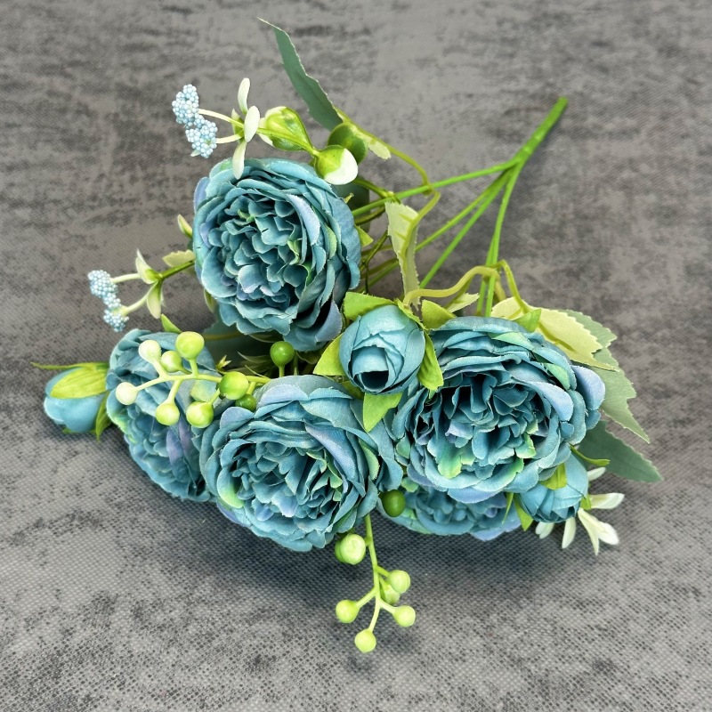 Simulación de 5 ramos de peonía boda decoración del hogar decoración hecha a mano rosa persa decoración de flores falsas transfronterizas al por mayor