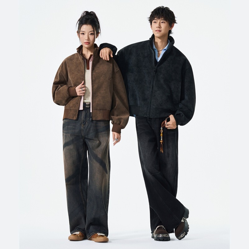 American-Style Lapel Spring and Autumn Jacket for Men, Loose Fit, Trendy Brand Style, Cool and Stylish, High-End Casual Pilot Mid-Length Jacket