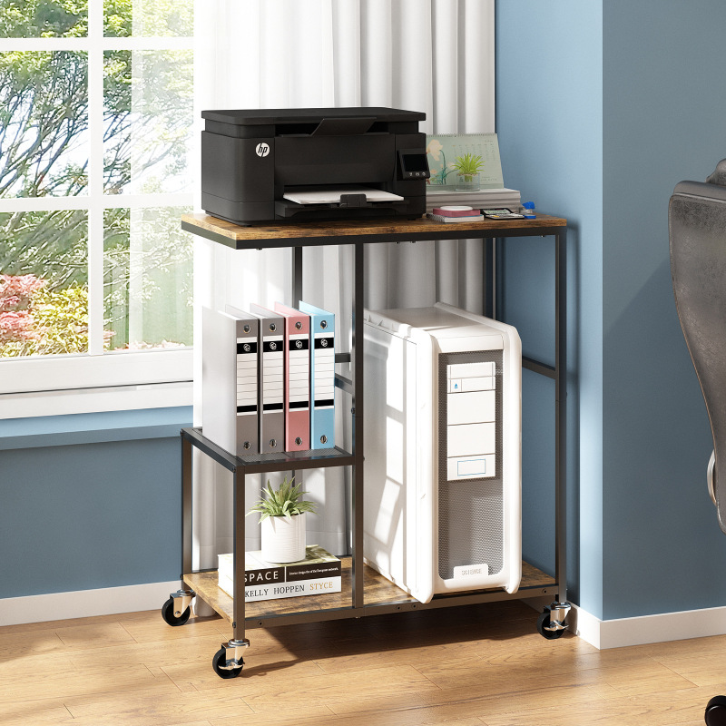 Amazon 標準部品ホームベッドルームプリンタ収納ラックテーブルコンピュータケース車輪付きシンプルな収納ラック|undefined