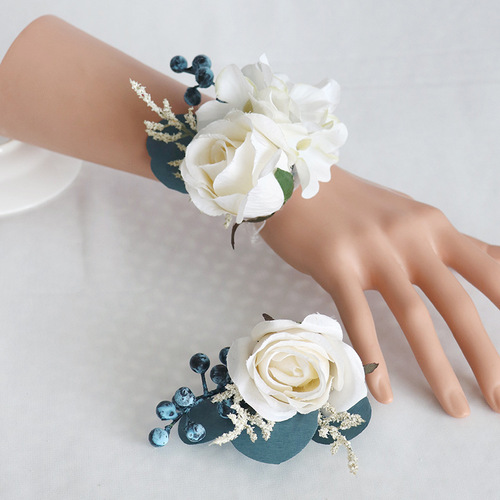 Wedding bride and groom corsage artificial flower business meeting corsage wedding bridesmaid sister wrist flower banquet hand flower