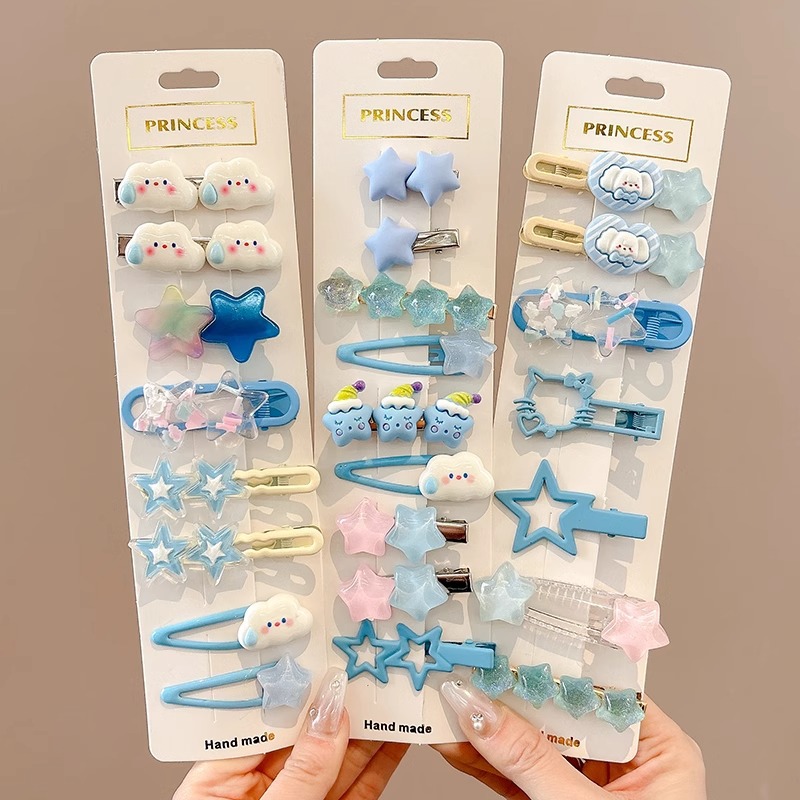 Klein azul rasgado cabello mar pinza de pelo lateral 2024 nuevo clip de alta gama tocado de frente de mujer clip de borde infantil