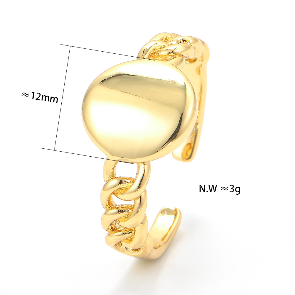 Geometric Pattern Unisex Gender Plating Design Vintage Style Style Wholesale Retro Round Opening Twist Glossy Gold-plated Copper Ring Nihaojewelry