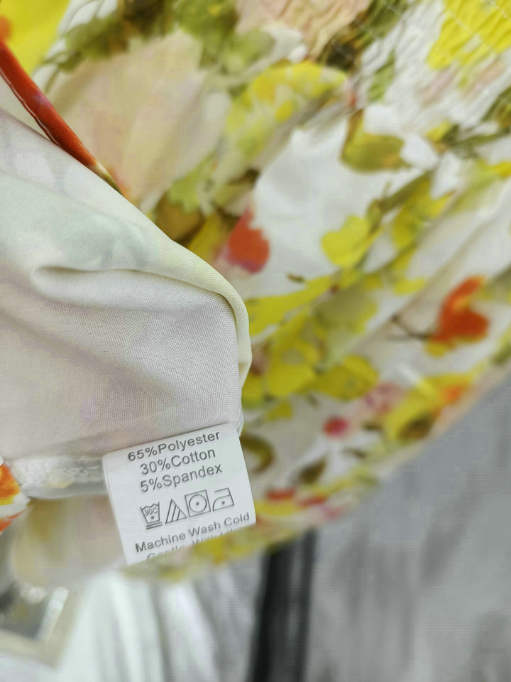 vestido elástico de manga larga con estampado floral y cuello cuadrado NSJRM135700