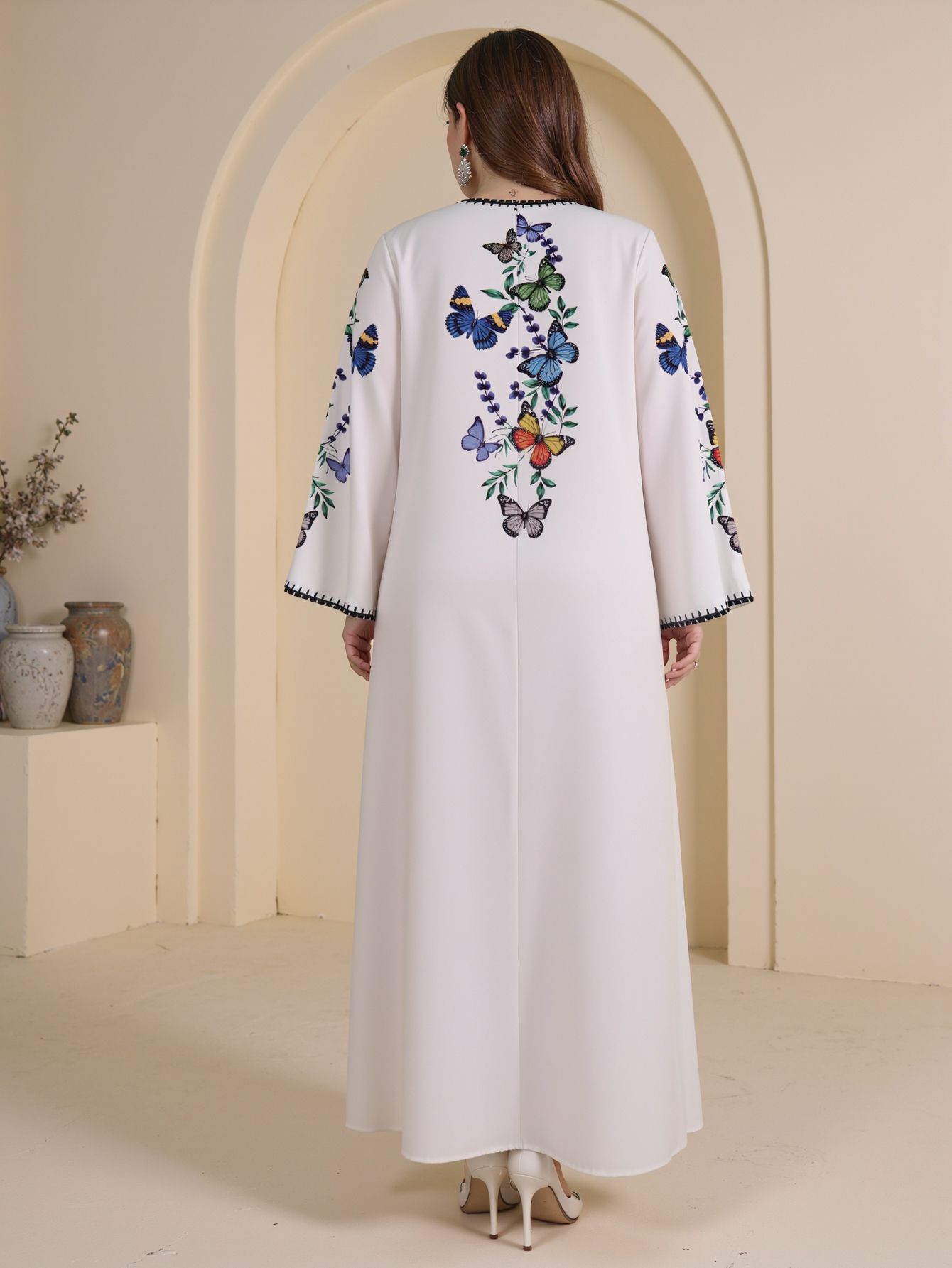 OME Customized Middle Eastern Cross-Border E-commerce Best-Selling Printed Rhinestone Women's Robe Muslim Dress Abaya_ecoleips.com