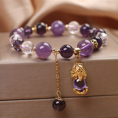 Live Streaming Hot Selling Wealth Bringing Purple Crystal Tiger Eye Stone Pixiu Pendant Bracelet Women's Bracelet Gift Bead Necklace