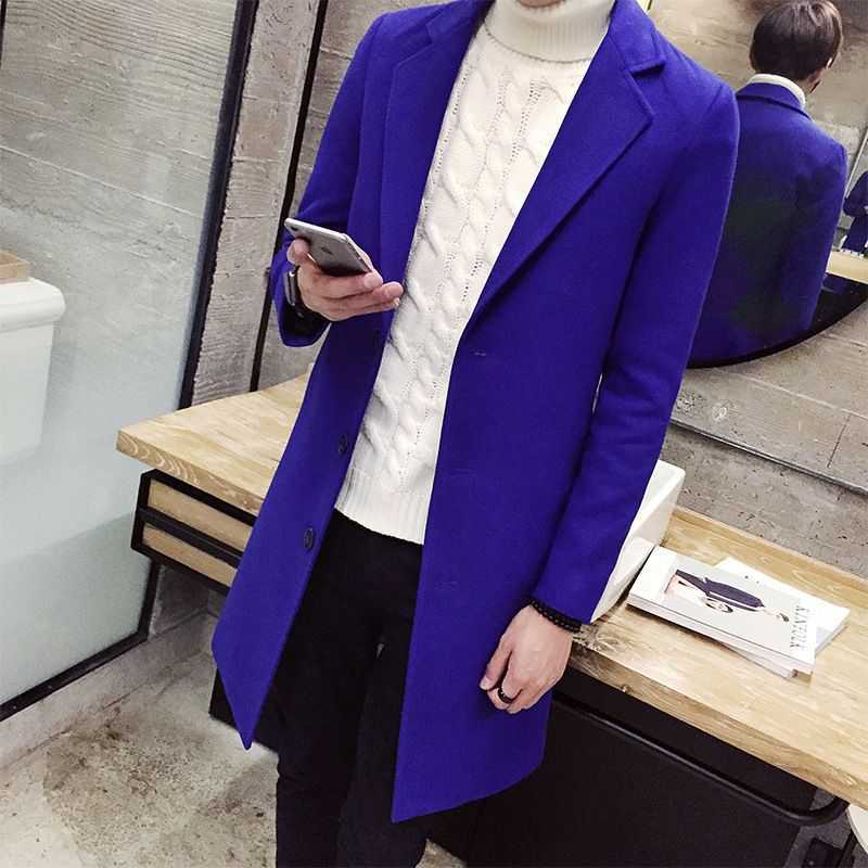 Trench coat hombres de longitud media 2022 Primavera, Otoño e Invierno nuevos hombres engrosados abrigo de lana largo juvenil