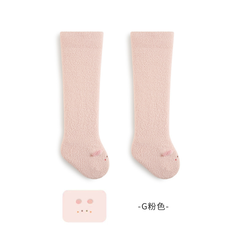 婴儿袜子冬季加厚保暖珊瑚绒男女童可爱无骨松口毛绒高筒宝宝袜子|undefined