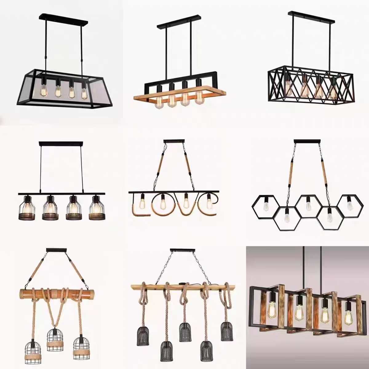 Nórdico retro estilo industrial restaurante araña Ingeniería Comercial decoración catering olla caliente restaurante lámparas
