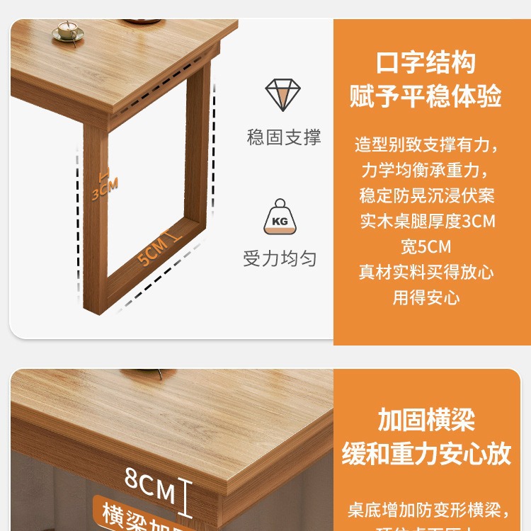 Escritorio de madera maciza para uso doméstico, escritorio doble para computadora, escritorio de oficina, mesa larga de estudio, mesa estrecha montada en la pared, banco de trabajo, rectangular.