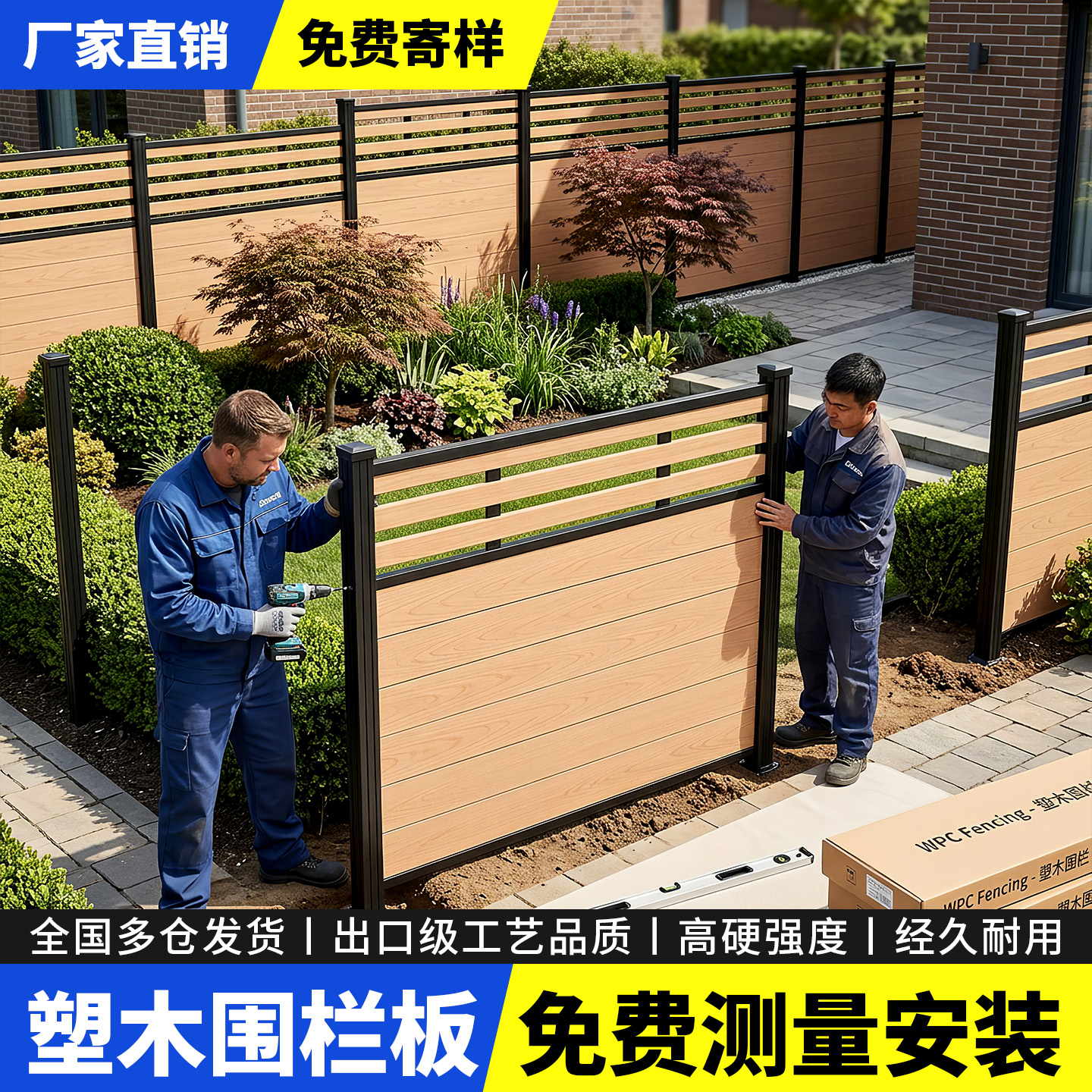 valla de madera plástica valla de patio valla de patio valla de madera exterior valla de madera anticorrosiva valla de pared de terraza