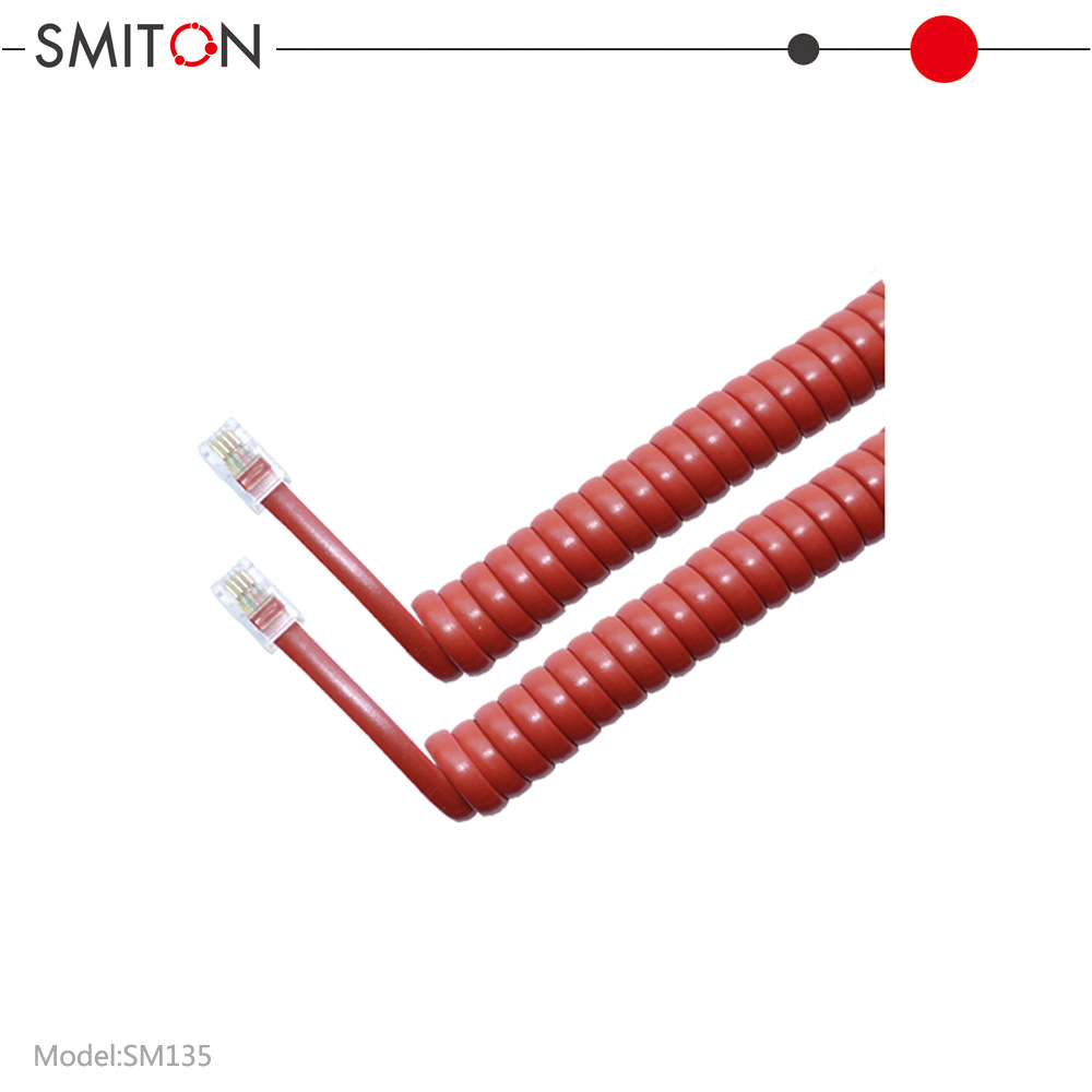 sm135  库存大甩卖 电话听筒 红色电话线 RJ9-4p4c 曲线 2米