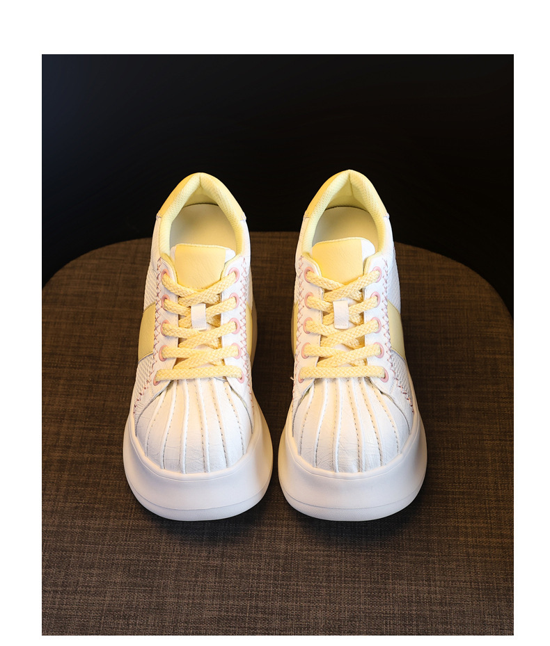 Giày sneaker nữ đế dày tăng chiều cao lưới thoáng khí phối màu trắng hồng — Trắng hồng chi tiết 19