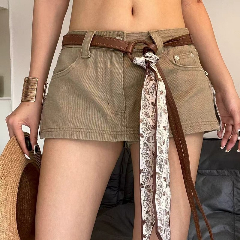 复古美式流苏腰带朋克嘻哈风牛仔裤腰饰小众设计感可拆卸丝巾腰链|undefined