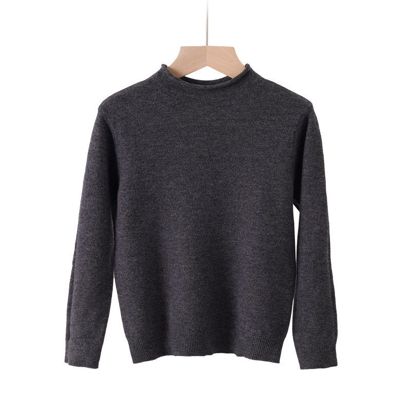 Hombres y niñas bebés nuevos colores sólidos bordes padres-hijos ropa de base jersey suéter de punto para niños cuerpo cercano medio cuello de cachemira