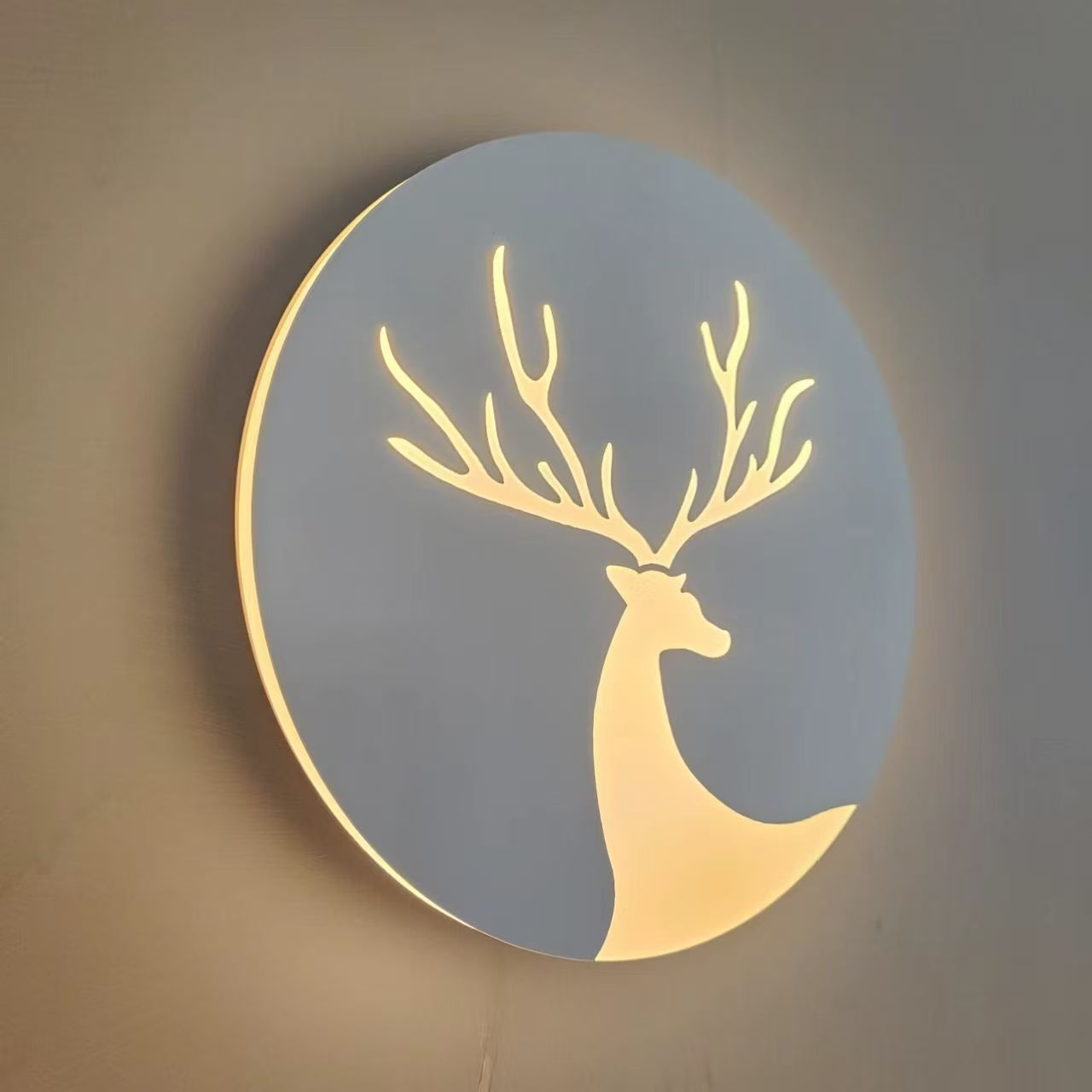 Zhongshan Wall Lamp Round Bedroom Bedside Lamp High-End Simple Indoor Lamp Creative Decoration Entrance Creative Deer Head