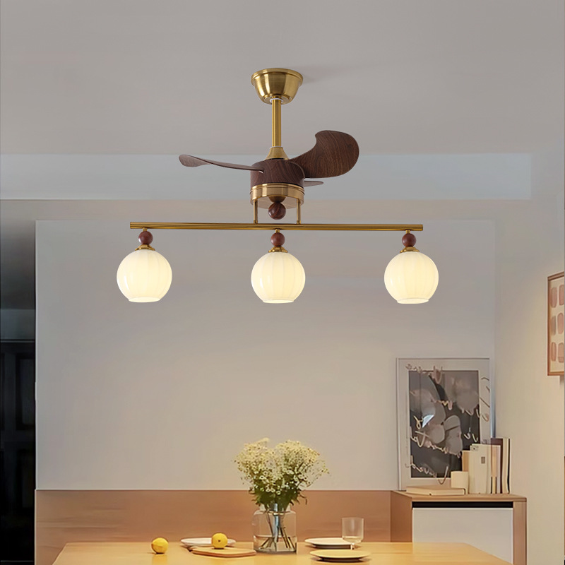 Lámpara de ventilador medieval, dormitorio principal de restaurante, lámpara de ventilador eléctrico, lámpara de ventilador de techo creativa retro francesa, lámpara de ventilador de techo de estudio americano