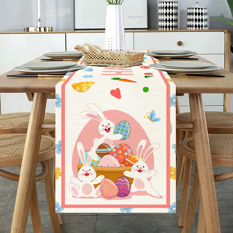 Amazon transfronterizo de Pascua corredor de mesa de impresión digital Nórdico colorido huevo Restaurante occidental anti-incrustante aislamiento térmico mantel decorativo