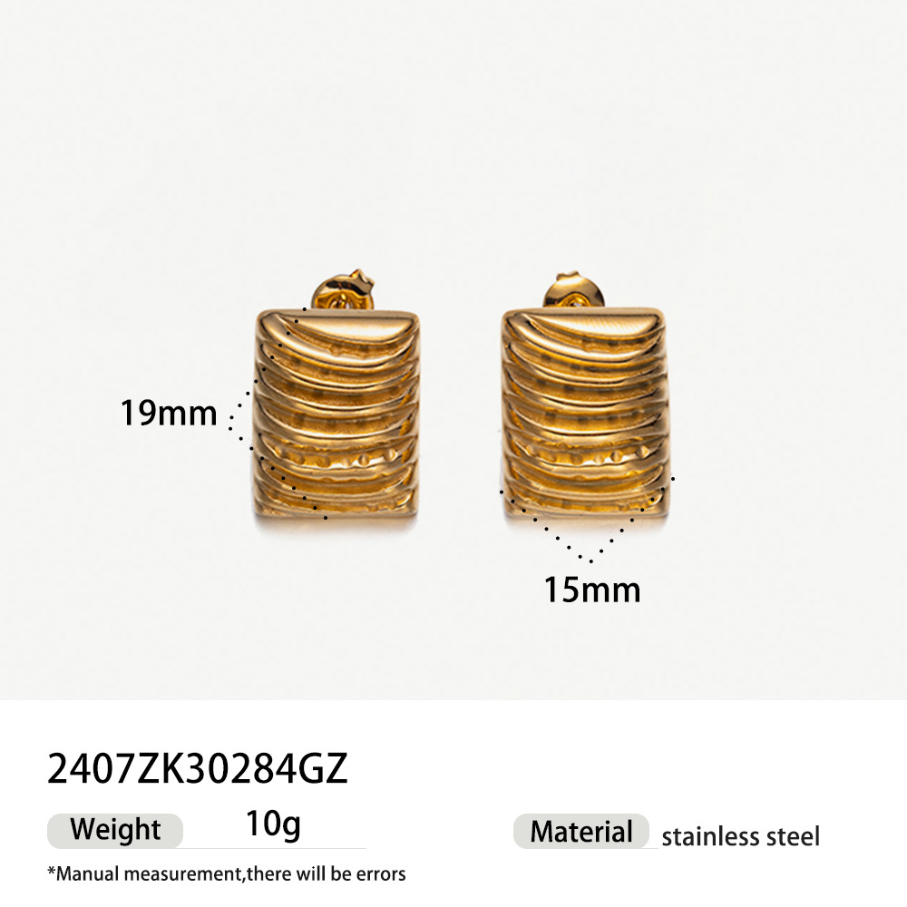TENA transfronterizo de alta calidad texturas plegadas pendientes de acero inoxidable mujeres estilo de diseño de nicho simple pendientes de acero de titanio
