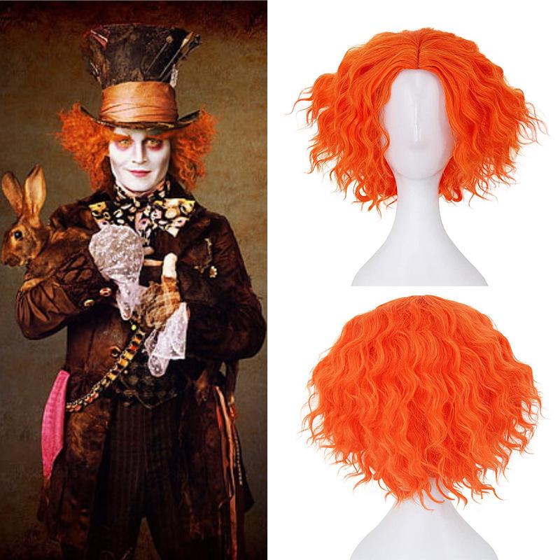 Shunting Alice in Wonderland: through the Looking Glass Mad Hatter Halloween Cosplay Wig Short Afro Hair Shunting Alice in Wonderland: through the Looking Glass Mad Hatter Halloween Cosplay Wig Short Afro Hair