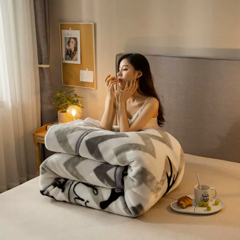 跨境批发ins风毛毯盖被拉舍尔双层毯子高档8斤特厚冬季盖毯双面绒