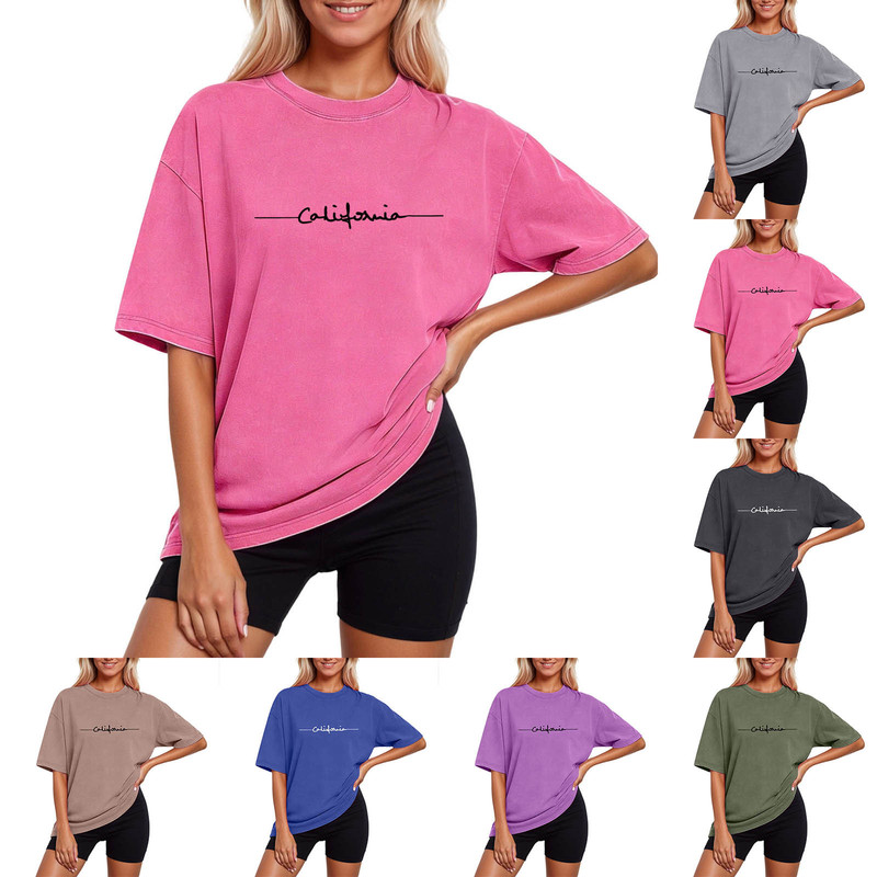 Women's Washed Vintage Oversized T-Shirt, Casual Loose Streetwear, Boyfriend Style T-Shirt, Workout Short-Sleeve Cotton Top Women's Washed Vintage Oversized T-Shirt, Casual Loose Streetwear, Boyfriend Style T-Shirt, Workout Short-Sleeve Cotton Top