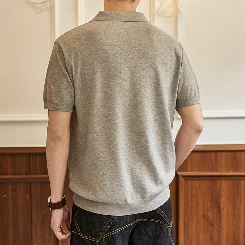 ZF8107-MW男夏季老钱风简约休闲OLO衫松弛感高智针织短袖T恤,男装针织衫/毛衣,星座614