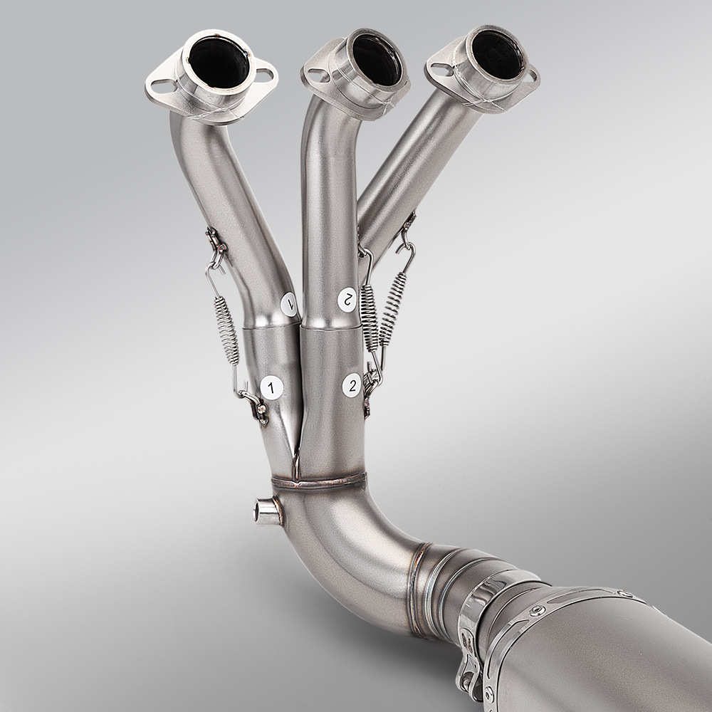 MT09 full exhaust system modification, XSR900 bottom exhaust with drum front section exhaust pipe, Arrow brand AR rear silencer