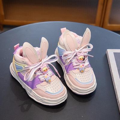 Girls sports shoes 2022 Autumn new pattern children leisure time shoes White shoes Rabbit Ears floor Spring and autumn payment