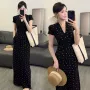 短袖v领修身夏季连衣裙
