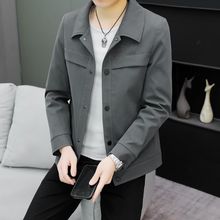 抖音男士春秋外套帅气休闲翻领夹克新款修身青年西装上衣