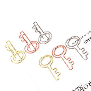 Key Creative Paper Clip Metal Iron Bookmark File Test Paper Classification Paper Clip Gold Office Information Clip