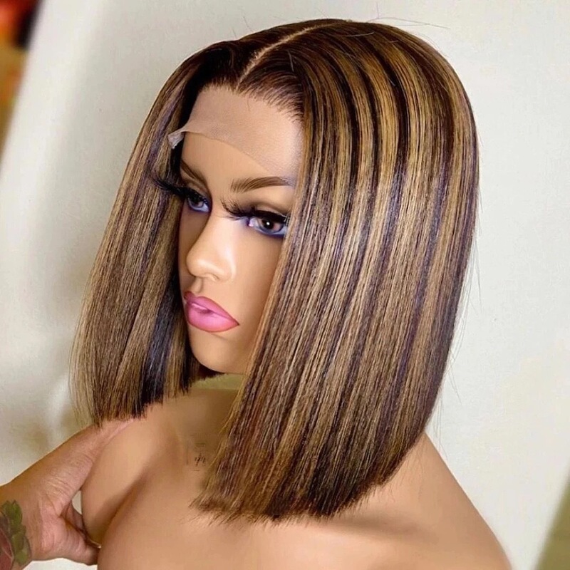 African cross-border wig women's black short straight hair split bobo head chemical fiber headgear short hair in stock wholesale