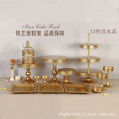 Estante de pastel creativo europeo de postre de metal de decoración estante de exhibición de hotel buffet comida fría mesa de té image 12