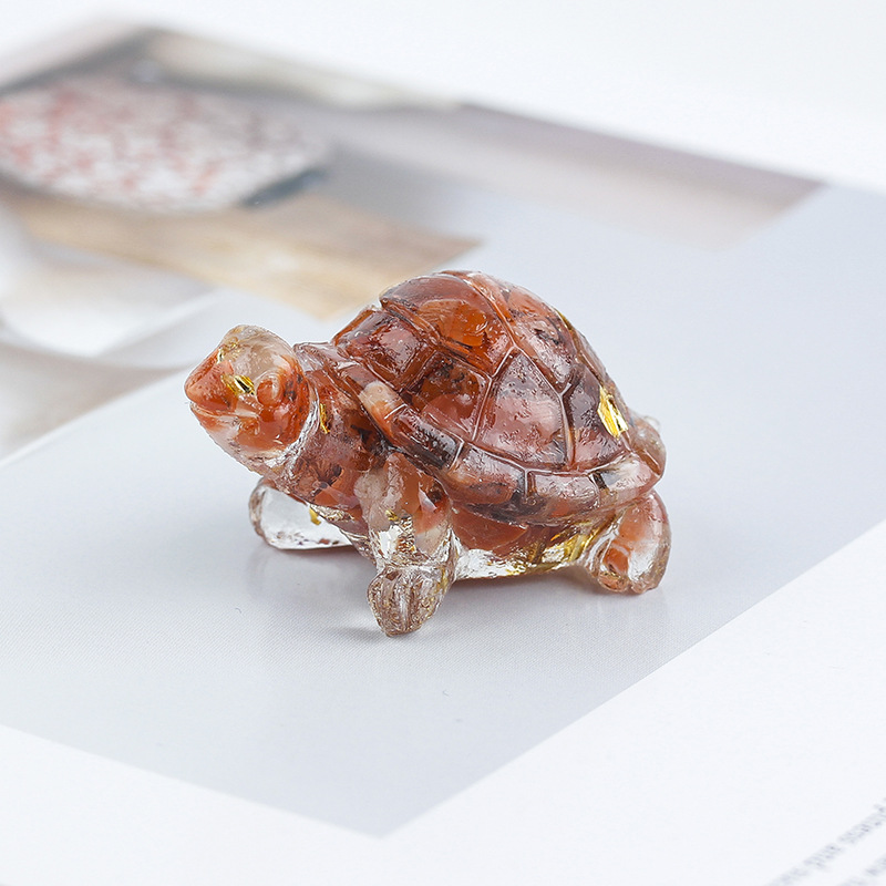 Cristal natural Animal Cristal blanco Cute Little Turtle Decoración creativa Adornos de escritorio Artesanías Decoración de coche