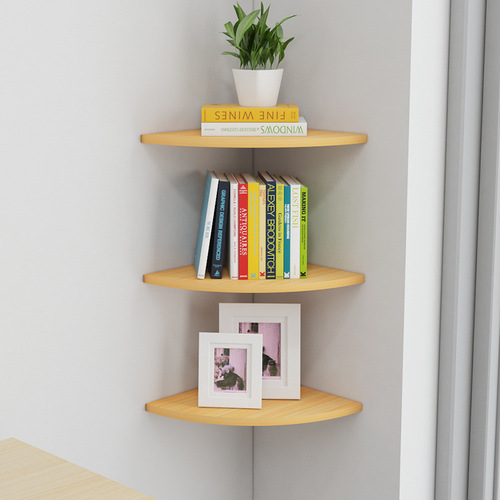 Corner shelf, corner corner, kitchen living room bedroom wall hanging hollow triangular fan-shaped wooden partition without drilling