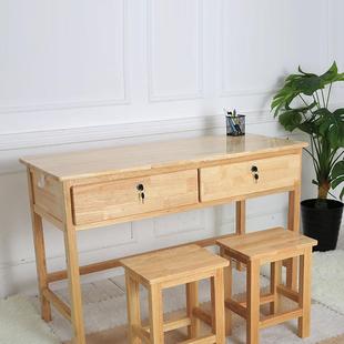 All Solid Wood Double Desks and Chairs for Primary and Secondary Schools, Installation-Free Home Simple Training Writing Desks, Old-Fashioned Wooden Tables, New Style