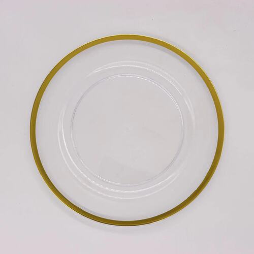 Foreign trade transparent wedding hotel party hot stamping decoration plastic glass main plate chagerplate