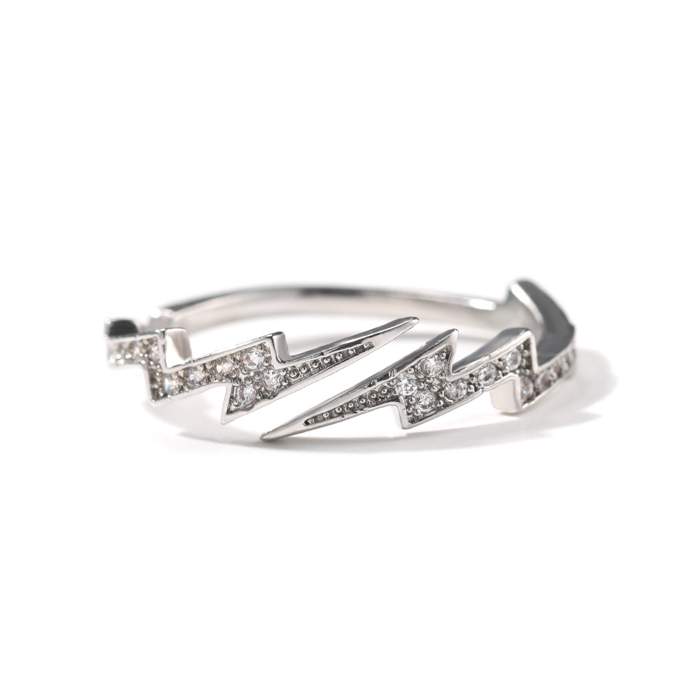 Lightning Diamond Ring Rose Gold Zircon Creative Fashion Jewelry_voghion.com