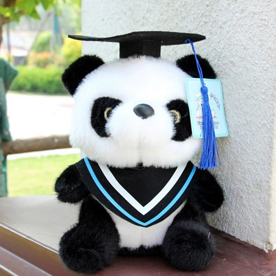 Doctor panda muñeca juguetes de peluche simulación panda gigante tela muñeca de graduación osos regalos se pueden imprimir LOGO