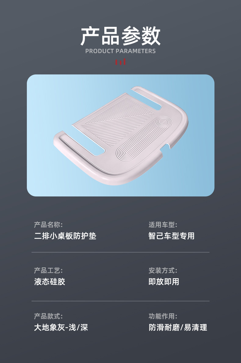 Suitable for 26 Models of Zhiji Ls9/Ls8, Special Small Table Board Silicone Protective Pad, Anti-Slip, Shock-Absorbing, Wear-Resistant Car Interior Accessories