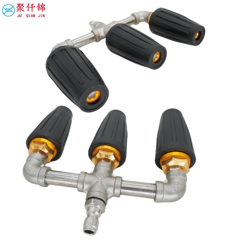 Cross-Border High-Pressure Cleaning Machine Lotus Rotating Aluminum Alloy Multi-Port Nozzle 4000Ps Bark Peeling Machine Nozzle