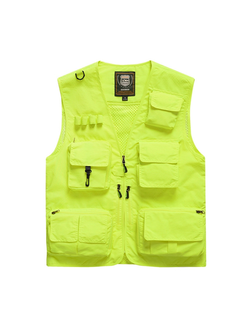 Chaleco de herramientas de bolsillo masculino equipo delgado al aire libre chaleco transpirable de hombro deportivo de tamaño grande se puede imprimir LOGO