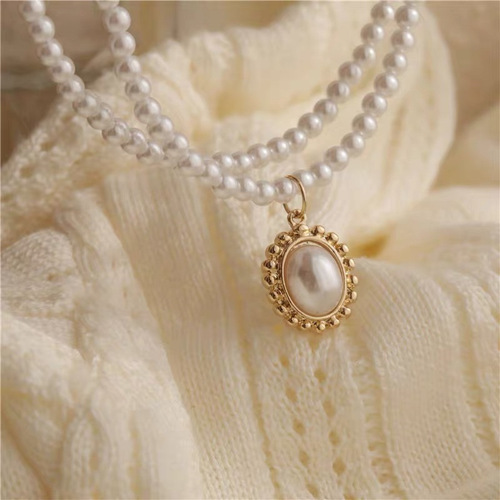 Elegant Retro French Double Pearl Necklace for Women, Instagram Influencer Lockchain, Simple and Unique Design, Necklace Accessory