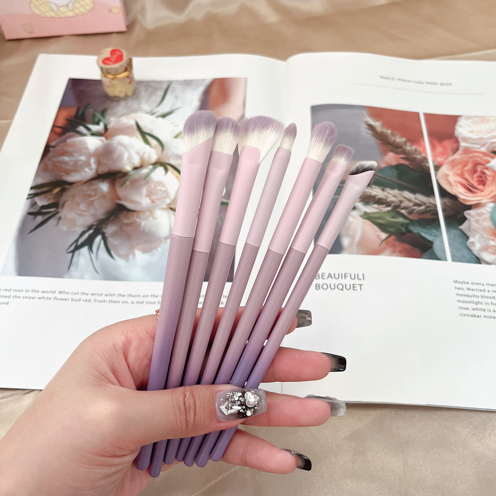 ¡Cepillo púrpura del maquillaje de la leche! 3/10 PCs traje estrellas usando púrpura principiante cepillo suave + a prueba de polvo Portátil Bolsa almacenamiento