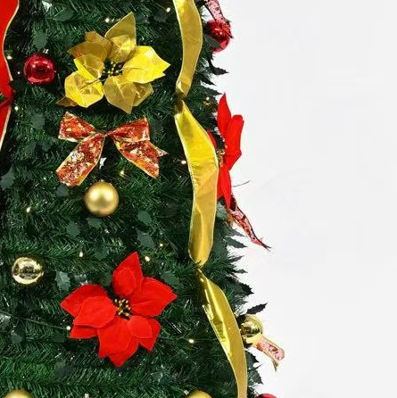 Navidad transfronteriza helicoidal set oro y plata cinta árbol retráctil plegable fácil de ensamblar decoración de árbol de Navidad