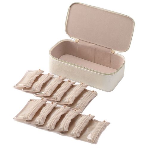 Portable 12-piece set of jewelry box earrings ring bracelet watch necklace storage box travel storage bag cross border